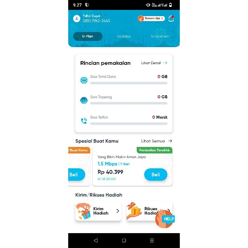 KARTU BY.U 1,5 Mbps 7 hari FUP 100GB