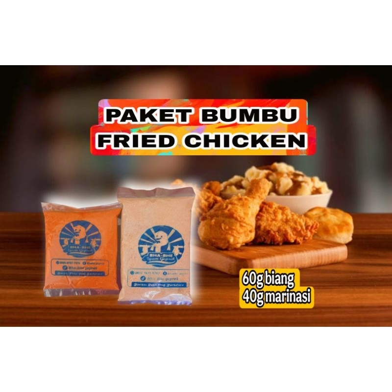 

paket bumbu fried cheken A-100gr (biang 60 + marinasi 40g)