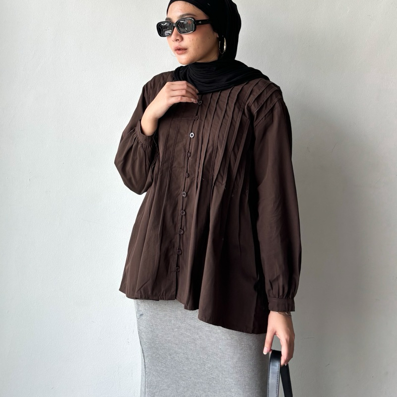 RATUM - by YELLOWFACY || (1813) Blouse Rempel Wanita Cotton Poplin Baju Kemeja Katun Casual