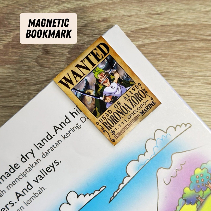 

Magnetic Bookmark Wanted Roronoa Zoro One Piece - Pembatas Buku Karakter Kartun Anime Roronoa Zoro One Piece Pirates