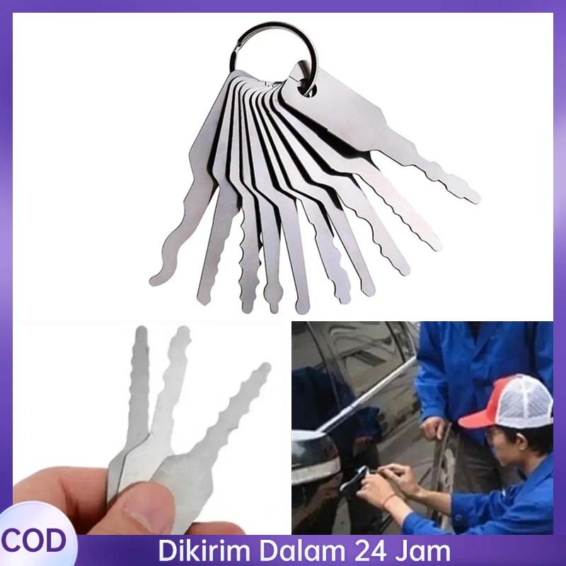 COD 10pcs/Set  Door Lock Pick Quick Opener Tools Alat Pembuka Kunci Gembok Pintu Locksmith Tools Loc