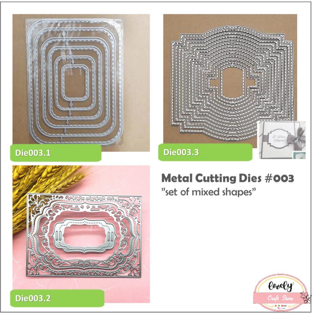 

Metal Cutting Dies #003 - Mixed Shapes Cetakan Stensil Metal, Stencil untuk bahan mahar, journal, scrapbook, etc