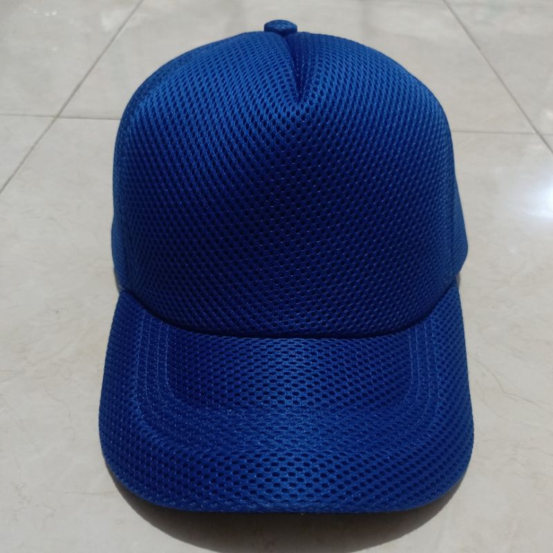 topi jaring biru polos