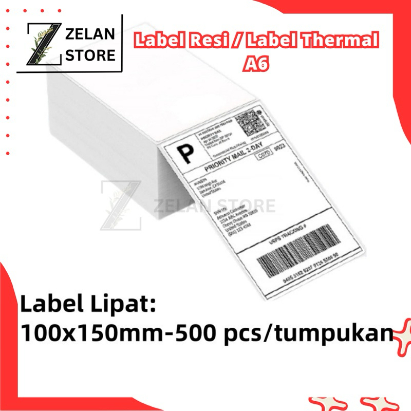 

LABEL RESI THERMAL KERTAS RESI STICKER THERMAL 100x150 mm A6 500 Lembar