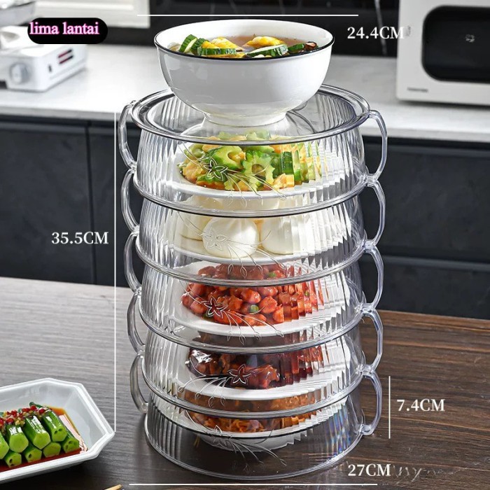 [READY] Tudung saji kekinian / tutup makanan buah dan sayur transparan 1 tingkat 3 tingkat 5 tingkat
