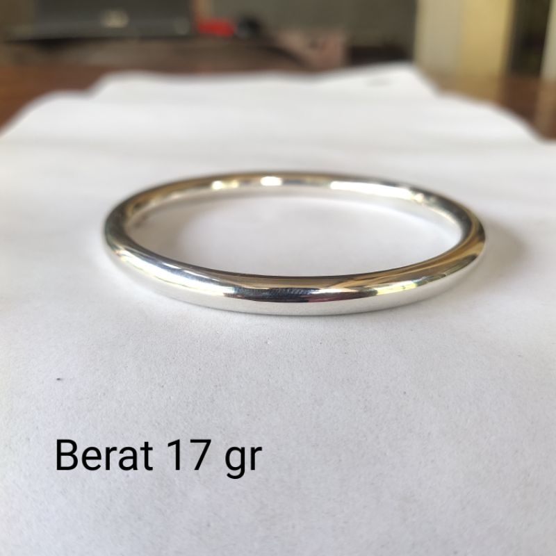 Gelang Bracelet Perak Silver Bali Asli 925 Bulat Polos korea Wanita Pria Elegan Custom Keren