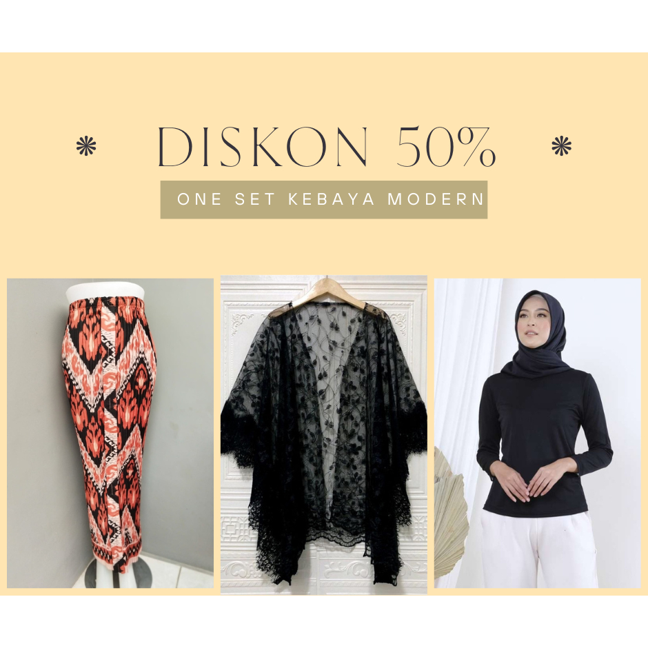 (PAKET SETELAN ROK PLISKET) Outfit Atasan Fashion Satu Set Outer brokat cape Brokat Crop Kondangan P