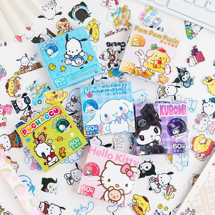

ozozshop - Sticker Aesthetic Waterproof Karakter Kartun Lucu 60+3pcs #ST101 / Sticker Lucu Anti Air 63 Lembar / Sticker DIY Jurnal Hadiah Anak Cinnamonroll Hello Kitty Melody Kuromi Pochacco Pokemon Purin Chii One Piece Rilakkuma Chiikawa Doraemon Ultra