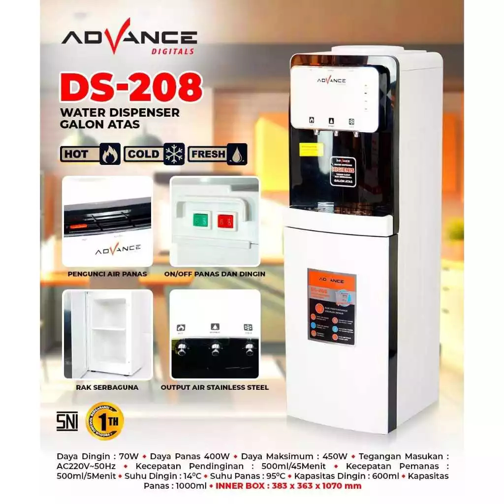 DISPENSER GALON ATAS ADVANCE DS-208/GALON BAWAH DS-308/DS-808 DISPENSER GALON BAWAH WATER DISPENSER 