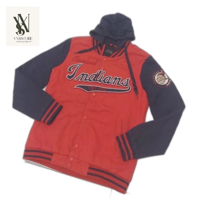 Hoodie MLB Indians Baseball Original second pria & wanita