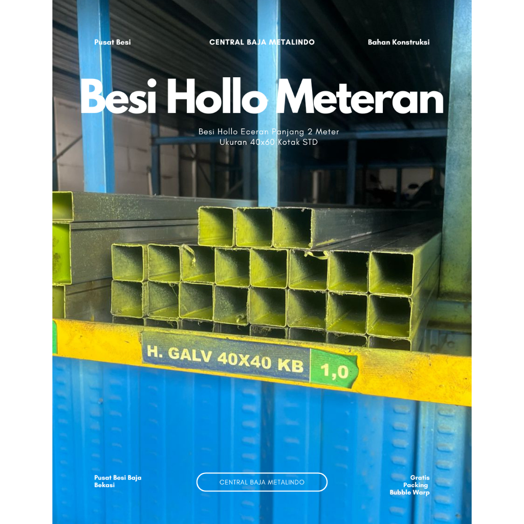 Besi Hollo 40x40 Galvanis Anti Karat Panjang 2 Meter