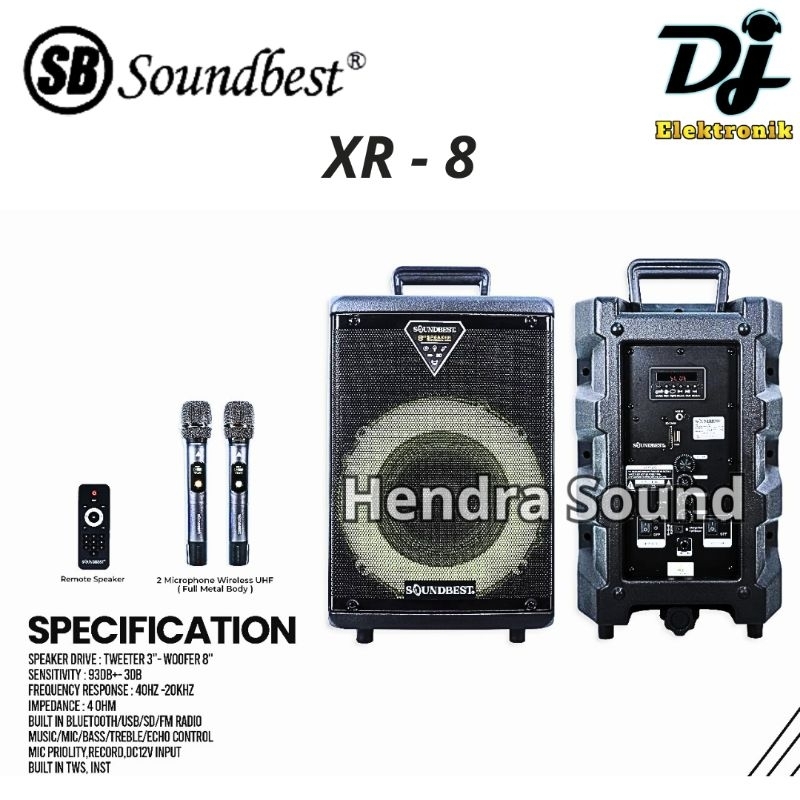 SOUNDBEST ● XR 8 / XR8 - Speaker Portable Aktif (8 inch)