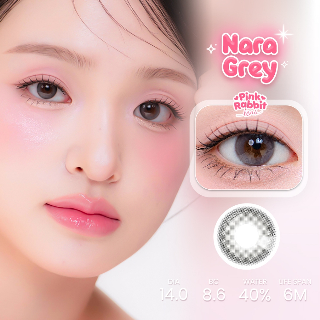 PINKRABBIT SOFTLENS NARA GREY - Normal, Minus 0.5 S/D 10.00 (1PCS/Sebelah) / Softlens / Soft Lens / 
