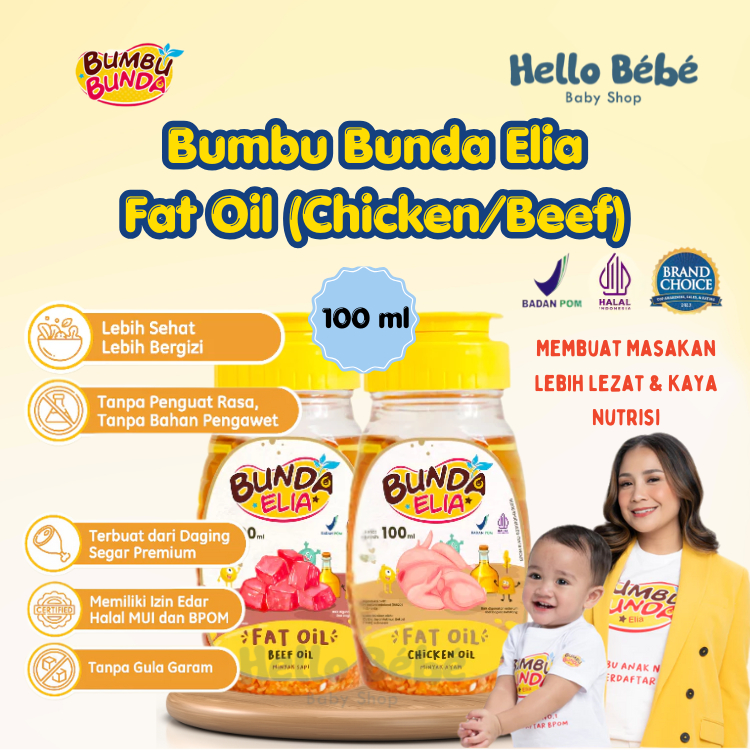 

Bumbu Bunda Elia Fat Oil Non MSG 100ml Chicken Fat Oil / Beef Fat Oil / Minyak MPASI / BB Booster MPASI
