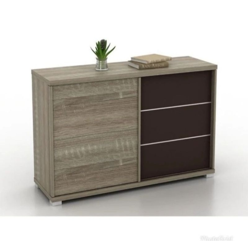 bufet sideboard pintu sliding geser meja tv serbaguna buffet vossil lemari sliding minimalis