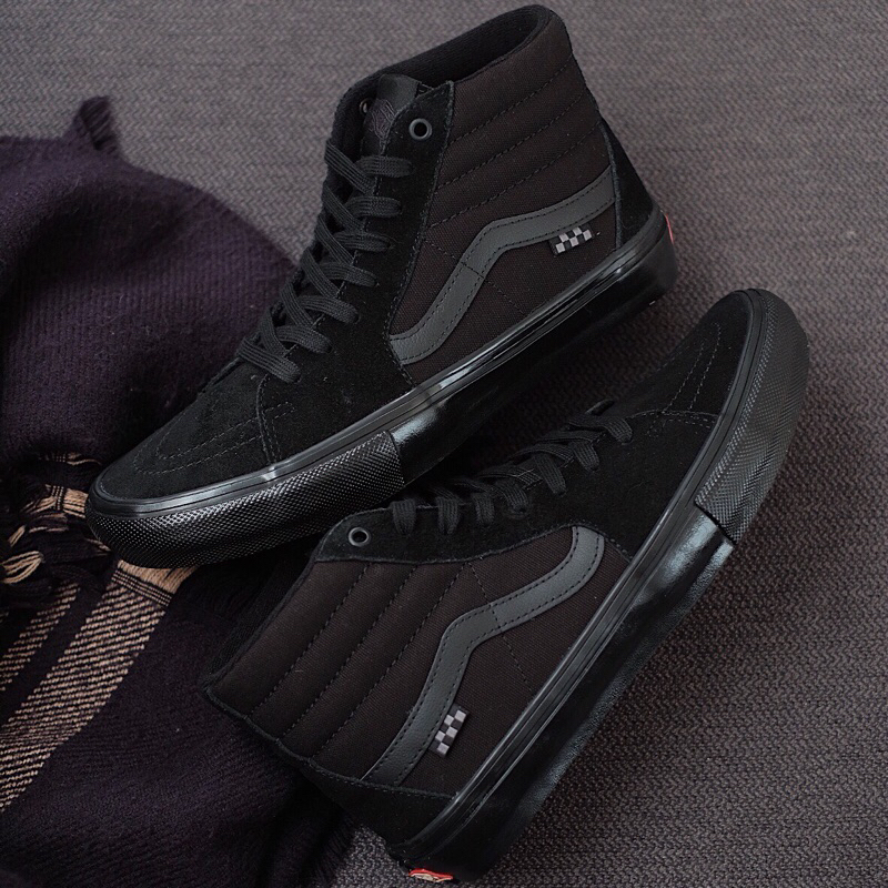 SEPATU SK8 HIGH PRO SKATE ALL BLACK 100% ORIGINAL RESMI