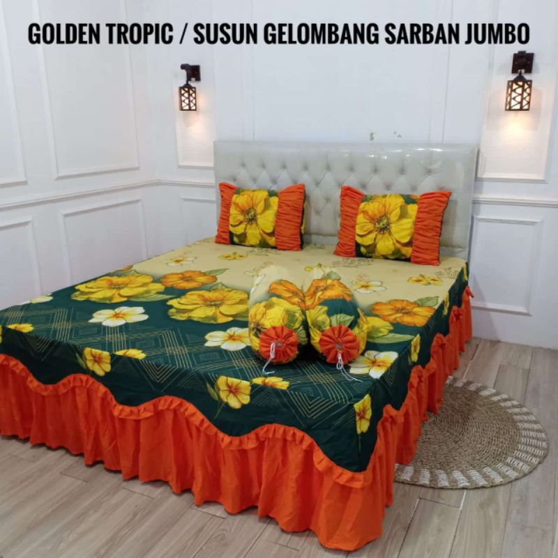 sprei rumbai susun golden tropic