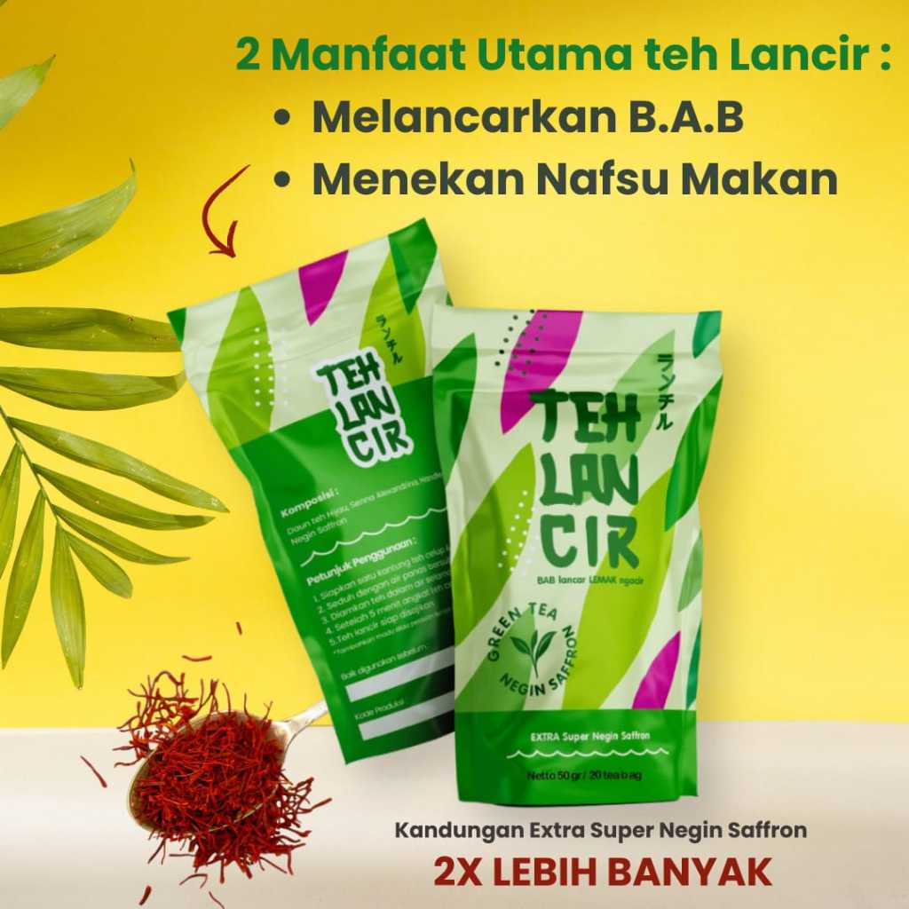 

Teh LANCIR | Teh Diet Detox | Pelangsing Herbal | Peluntur Lemak Terampuh | Extra Safron | Isi:20Bag
