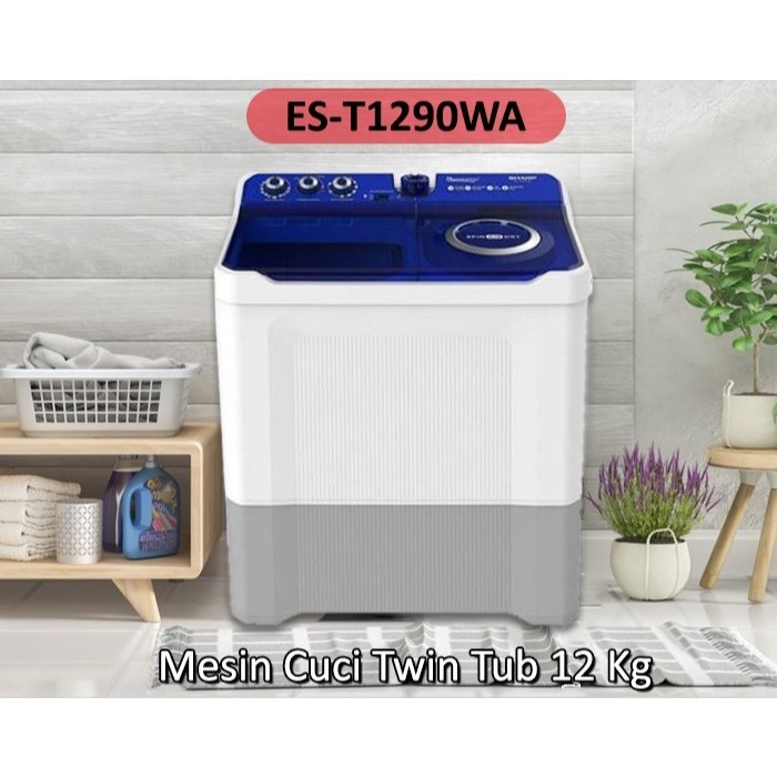 MESIN CUCI SHARP 2 TABUNG / 12 KG / EST 1290