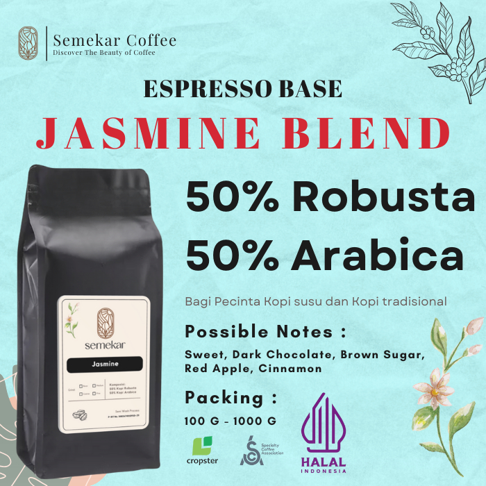 

Semekar Coffee - Kopi Espresso Jasmine House Blend Arabica Robusta Roasted Beans