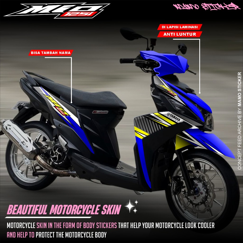 Sticker Decal Yamaha MIO M3 125 FullBody Premium  Stiker Yamaha Mio M3 125 Tahun 2014-2025 Full blok