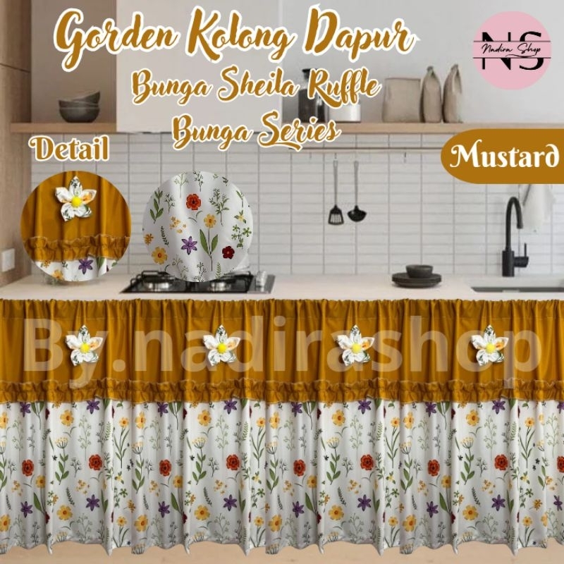 GORDEN KOLONG DAPUR MOTIF BUNGA SHEILA RUFFLE BUNGA