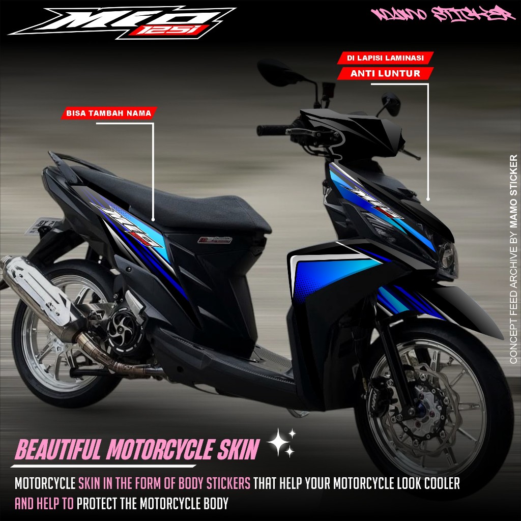 Sticker Decal Yamaha MIO M3 125 FullBody Premium  Stiker Yamaha Mio M3 125 Tahun 2014-2025 Full blok
