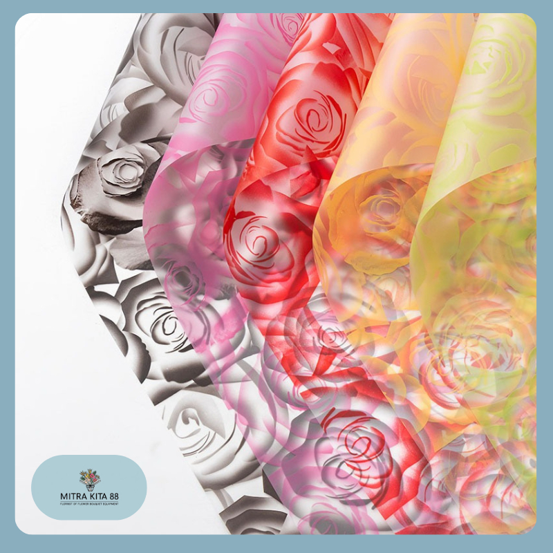 

Isi 20 LEMBAR Flower Wrapping Paper Motif Mawar Brokat Kertas Buket Bunga Bunga Mawar Cellophane KB051