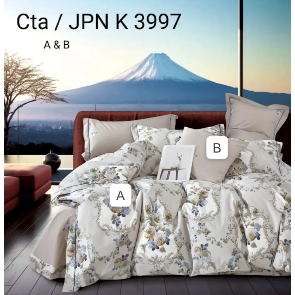 Teo&Kim Bedding Sprei Bedcover PO 180x200x35 Katun Jepang Grey Flower SU
