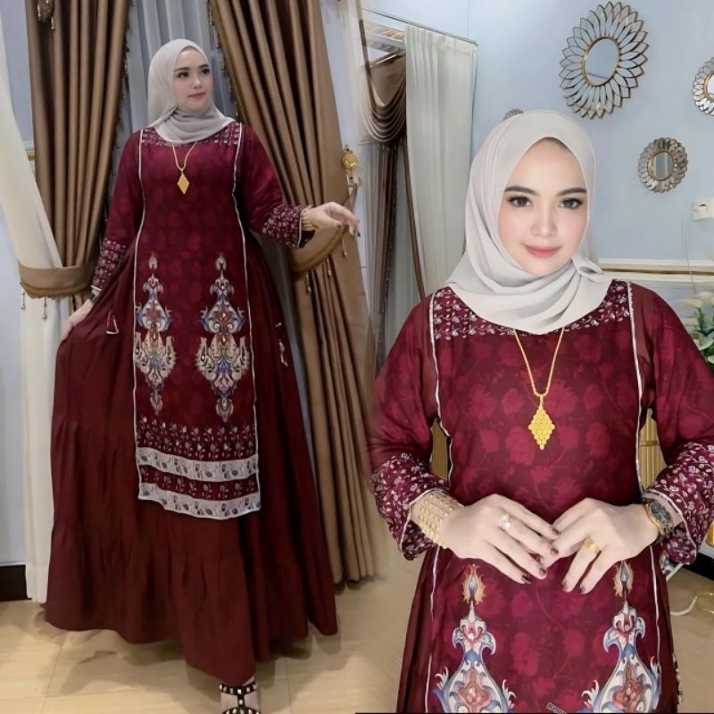 Gamis wanita Hindi Lidah Nuha katun rayon Ld 110 PB 137
