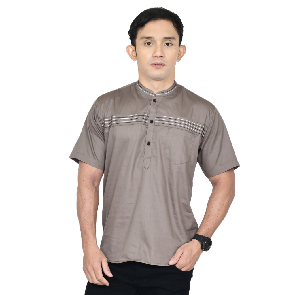 Kemeja Koko Pria Premium Lengan Pendek Merek Elrumi