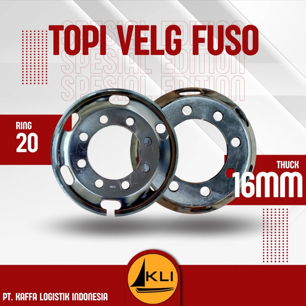 TOPY VELG FUSO RING 20 LUBANG 8 TEBAL 16MM LUBANG ANGIN STANDAR