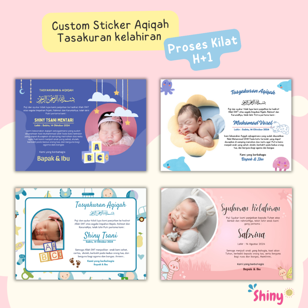 

( KIRIM H+1 ) Stiker GLOSSY Murah/ Stiker AQIQAH/ Stiker Nasi Kotak / Stiker Tasyakuran Kelahiran / Free Desain
