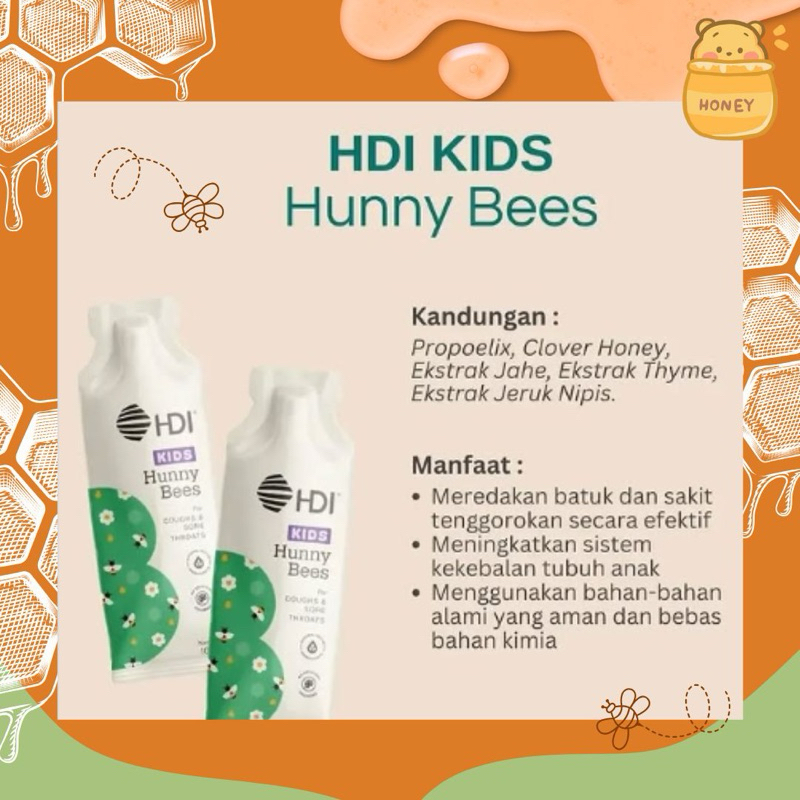 HDI KIDS Hunny Bees obat batuk anak herbal / kids 3 / honey bee pollens