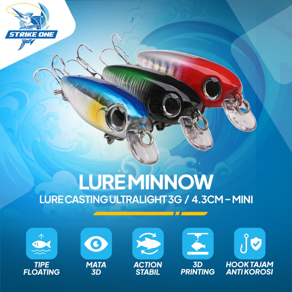 Lure Minnow Ultralight Umpan Casting Minnow 3g / 4.3cm - DS068