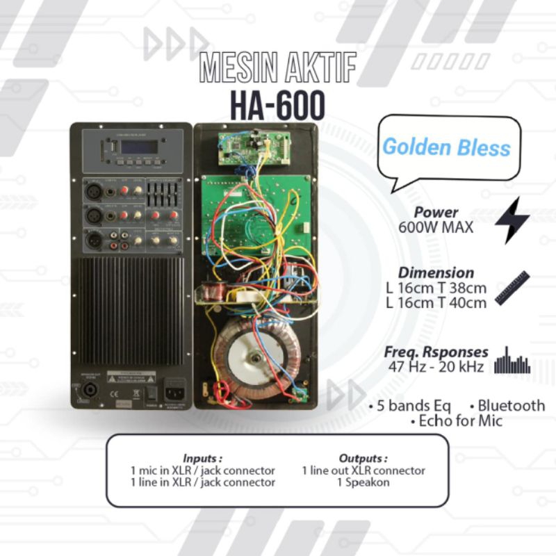 mesin aktif power kit audio seven Ha600 / Ha 600 PL 14 original
