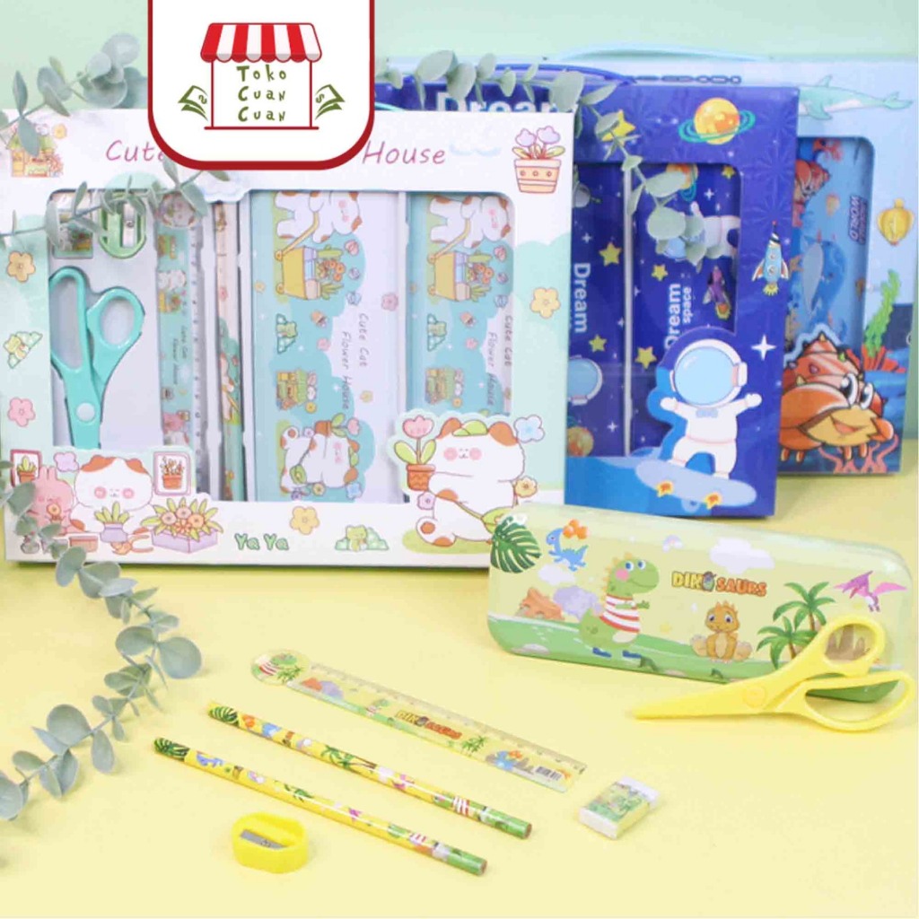 

TCC Paket Alat Tulis Set 7in1 Stationery Set Dengan Gunting Study Set Anak Karakter