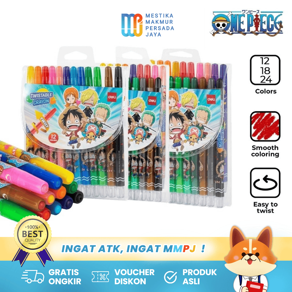 

Deli Crayon Anak Lengkap Twistable - Krayon Putar 12 / 24 Warna EC217