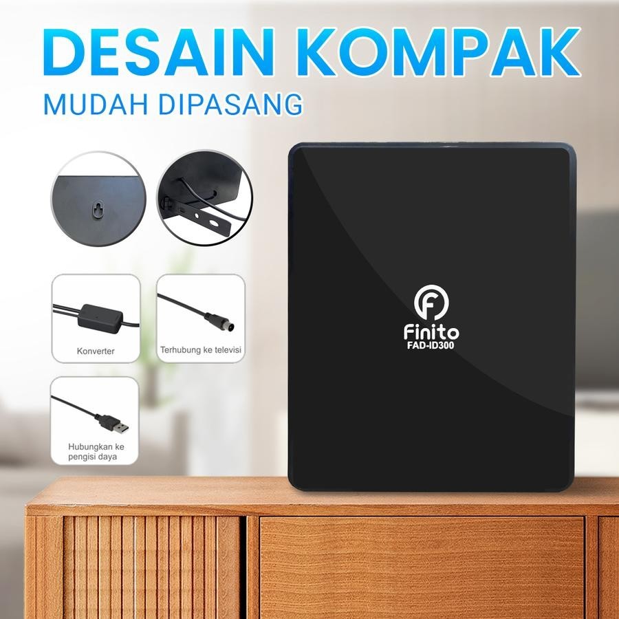 Antena TV INDOOR Finito FAD-ID300 kabel antena 2m TV Digital STB Nonton Siaran TV Digital Layar