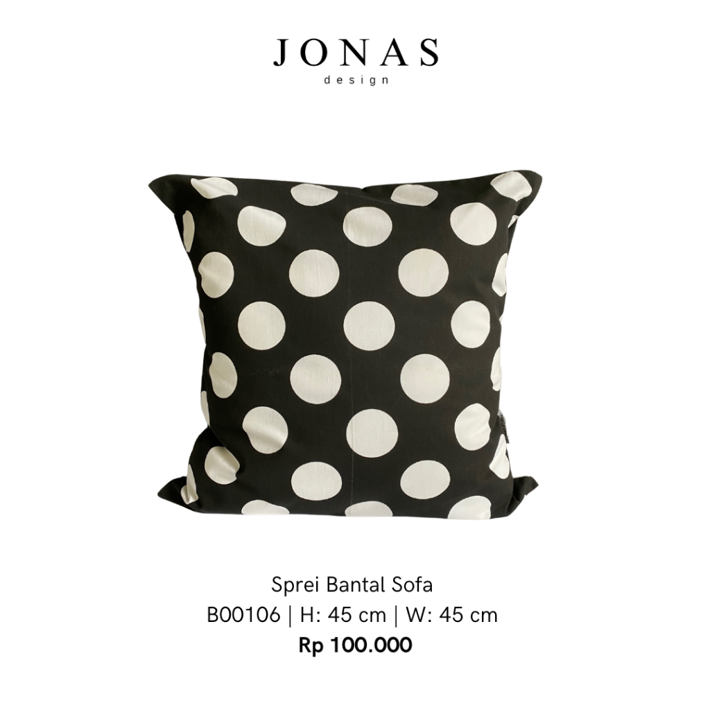 Sarung Bantal Polkadot Kontras Hitam dan Putih | Jonas - Sprei Bantal Sofa - B00106