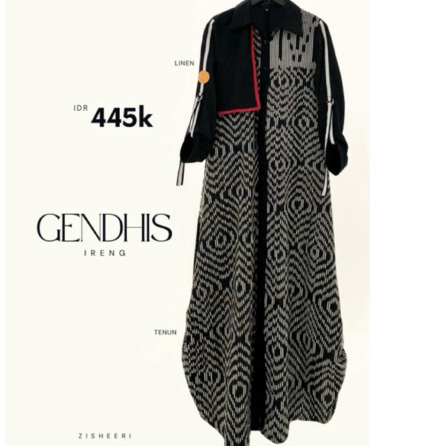 Zisheeri Gendhis Series Gamis Couple Family Tenun Linen Rami Warna Black dan Teratoca Ada Size XS-5X
