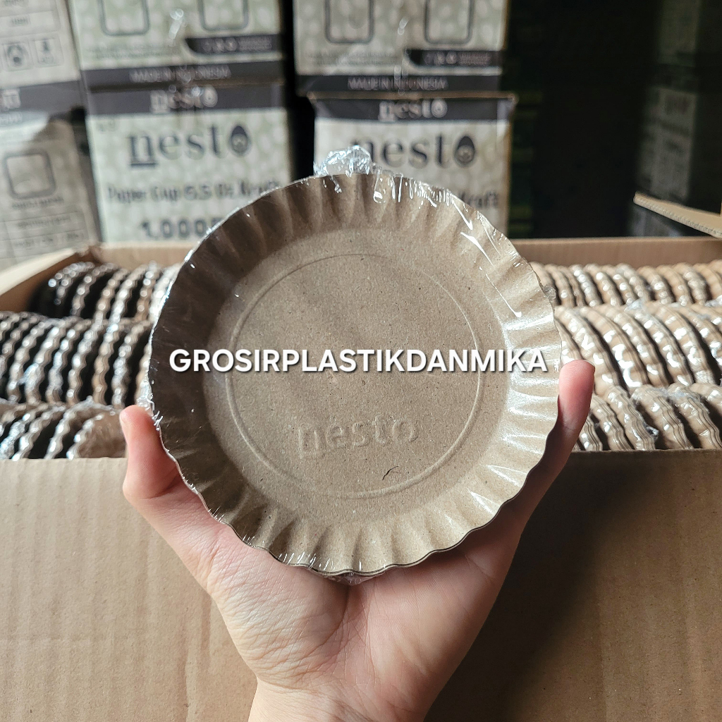 PIRING KERTAS KUE KECIL COKLAT / PIRING KUE ULANG TAHUN KRAFT HIGIENIS ISI 10 PCS