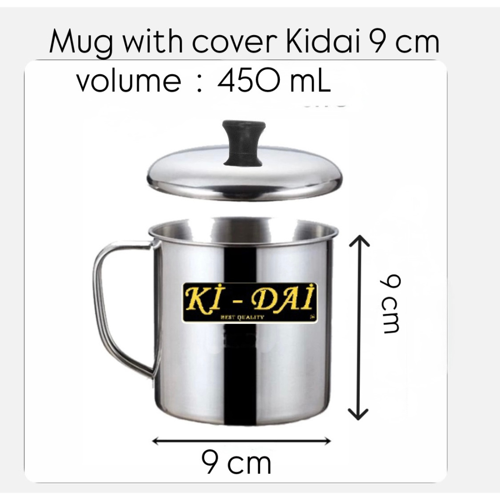 Mug Jumbo Besar 14 13 12 11 10 9 Cm - Bisa Di Kompor Listrik Gas - Cangkir + Tutup Stainless Steel k