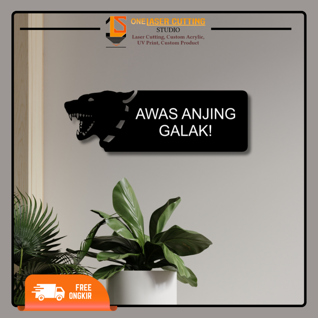 Sign Awas Anjing Galak Akrilik | Stiker Awas Anjing Galak