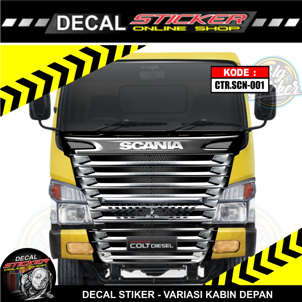 STIKER DECAL TRUCK CANTER DYNA DUTRO RINO KABIN DEPAN MOTIF SCANIA VARIASI MOBIL