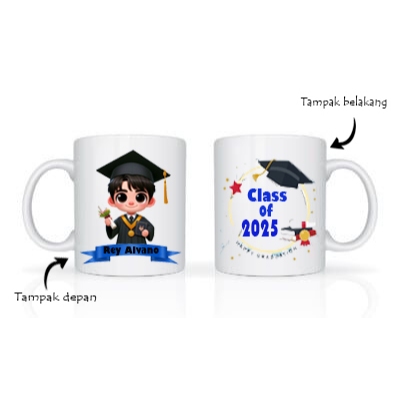 CETAK MUG CUSTOM WISUDA/ KADO MUG WISUDA