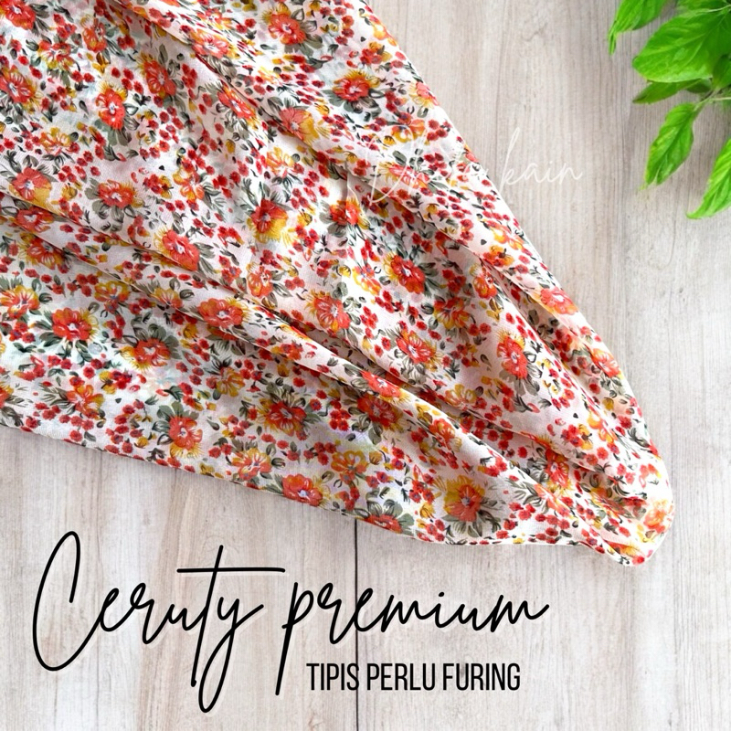 kain ceruti premium motif bunga kecil