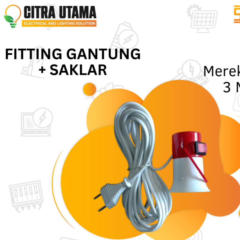 FITTING GANTUNG + KABEL REIDA 3 METER K1965