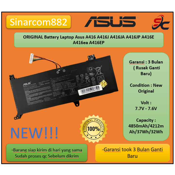 ORIGINAL Battery Laptop Asus A416 A416J A416JA A416JP A416E A416ea A416EP