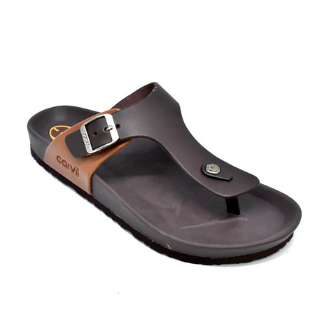 Carvil Sandal Footbed Pria Boston-01 Brown/Stone